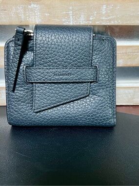 ALLSAINTS Ray Pebbled Textured Matte Black Leather Wallet